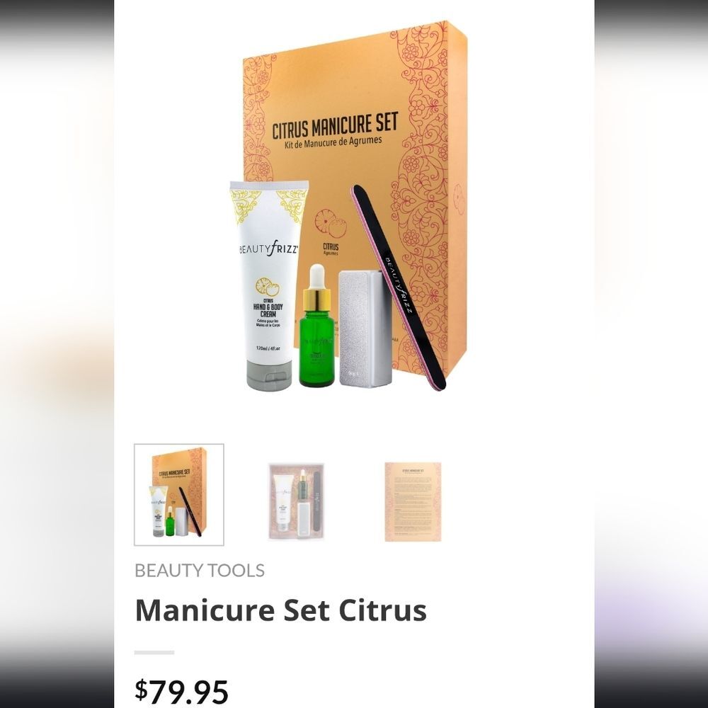 New Citrus Manicure Set - Buffer, Cuticle Oil, Lotion